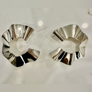 Silver toned large hoop earrings